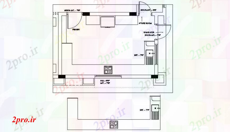 دانلود نقشه جزئیات طراحی ساخت آشپزخانه آشپزخانه سایبان منطقه جزئیات  دو بعدی     (کد112411)