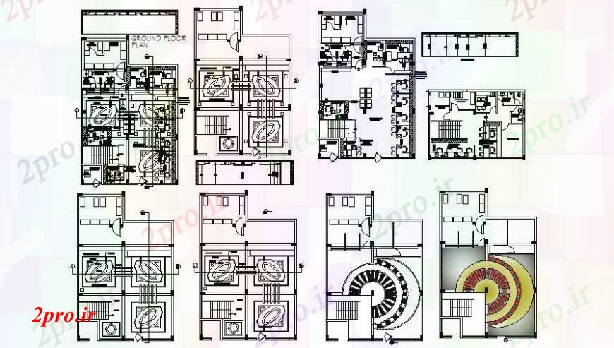 دانلود نقشه ساختمان اداری - تجاری - صنعتی واحد ساختمان اداری نقشه دو بعدی طرحی و سقف جزئیات 11 در 17 متر (کد112417)