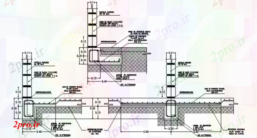 دانلود نقشه جزئیات ساخت و ساز ستون و ساخت و ساز دیوار  در   خودکار (کد112422)