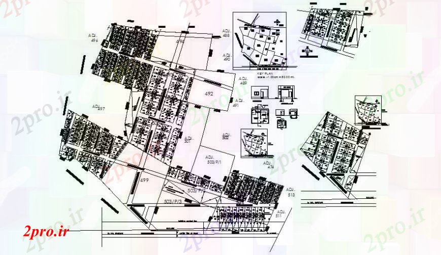 دانلود نقشه برنامه ریزی شهری منطقه طرحی و جزئیات تقسیم ناحیه ای از محوطه منطقه  (کد112428)