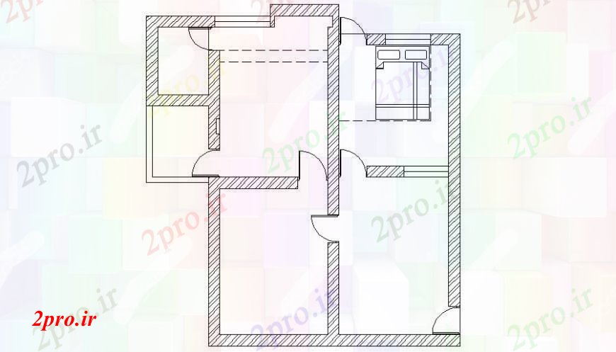 دانلود نقشه مسکونی ، ویلایی ، آپارتمان تنها دان مسکن طراحی آپارتمان 8 در 8 متر (کد112465)