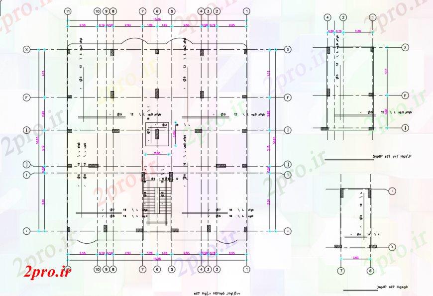 دانلود نقشه جزئیات ستون مسکونی طراحی ستون ساختار دراز کردن و جزئیات (کد112471)