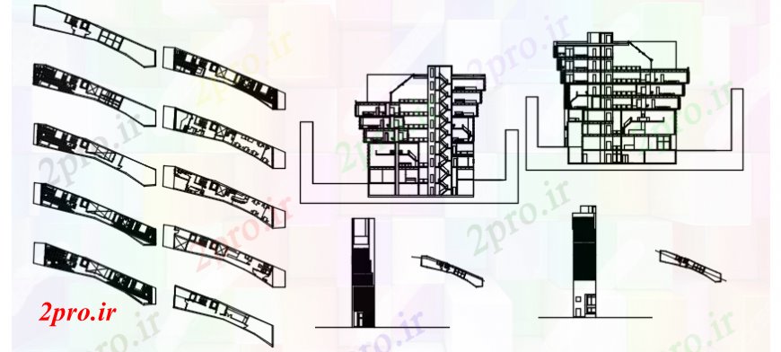 دانلود نقشه هتل - رستوران - اقامتگاه طرحی هتل و نما 6 در 27 متر (کد112487)