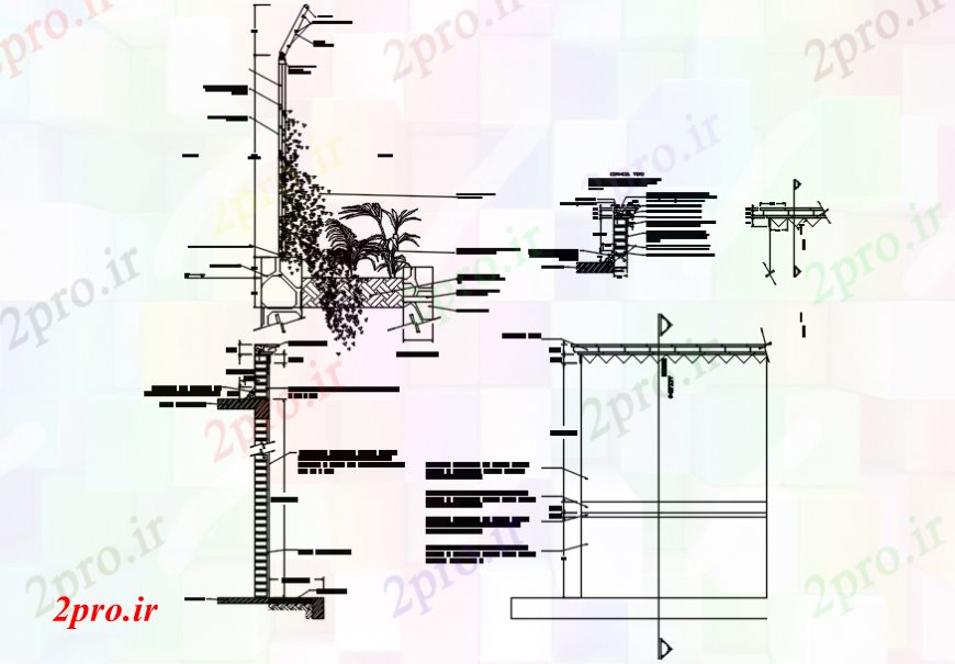 دانلود نقشه طراحی جزئیات ساختار دیوار و منطقه حمایت خود را از ساختار (کد112515)