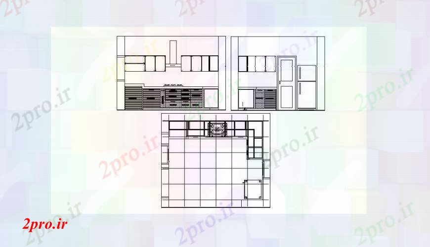 دانلود نقشه آشپزخانه طرحی آشپزخانه و نما  (کد112530)