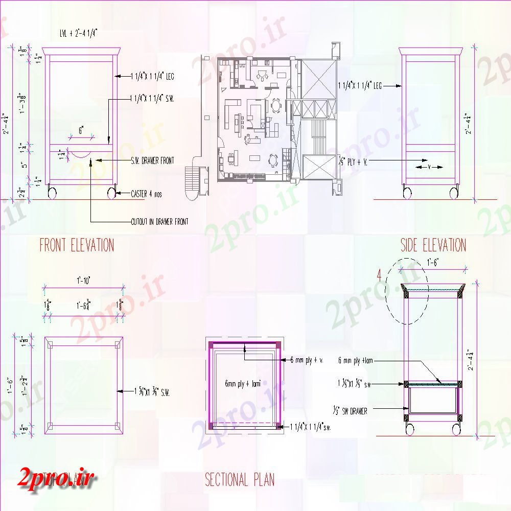 دانلود نقشه طراحی جزئیات ساختار طرحی چرخ دستی و نما با جزئیات  (کد112534)