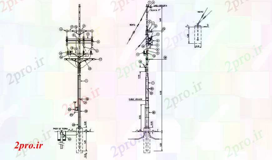 دانلود نقشه اتوماسیون و نقشه های برق بلوک های برق و اتوماسیون از نور قطب  دو بعدی   نما اتوکد (کد112628)