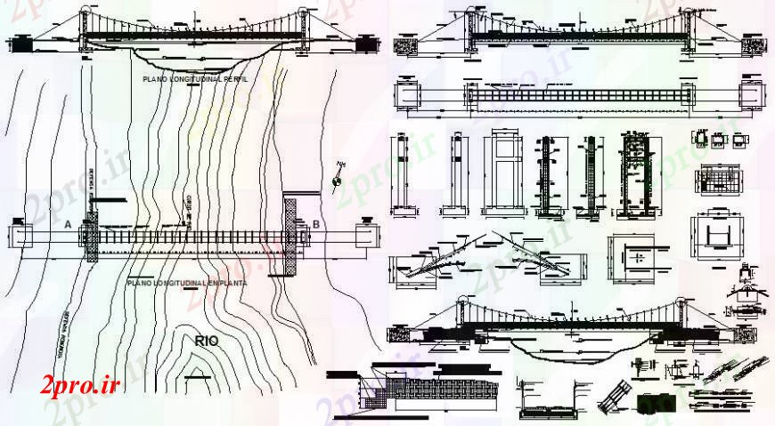 دانلود نقشه جزئیات ساخت پل کابل طراحی سازه پل جزئیات  دو بعدی    اتوکد (کد112636)