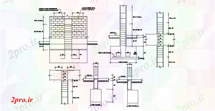 دانلود نقشه جزئیات ستون ستون و دیوار جزئیات از نظر ساخت و ساز (کد112665)