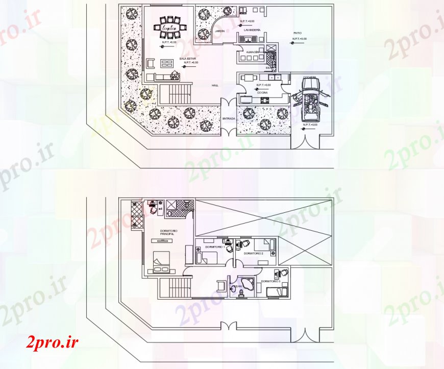 دانلود نقشه مسکونی ، ویلایی ، آپارتمان دو سطح توزیع کف خانه طرحی 12 در 20 متر (کد112687)