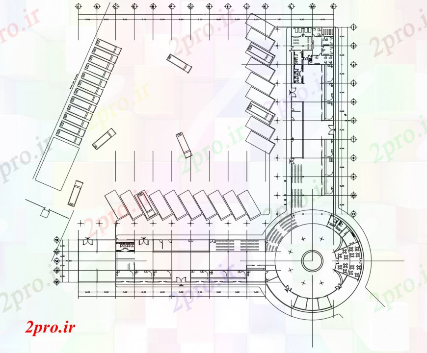 دانلود نقشه ساختمان دولتی ، سازمانی اتوبوس طرحی معماری ترمینال طرحی 18 در 103 متر (کد112695)