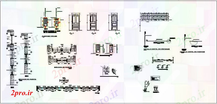 دانلود نقشه جزئیات طراحی در و پنجره  درب و پنجره نما و جزئیات نصب و راه اندازی برای دانشگاه ، آموزشکده ساخت (کد112703)