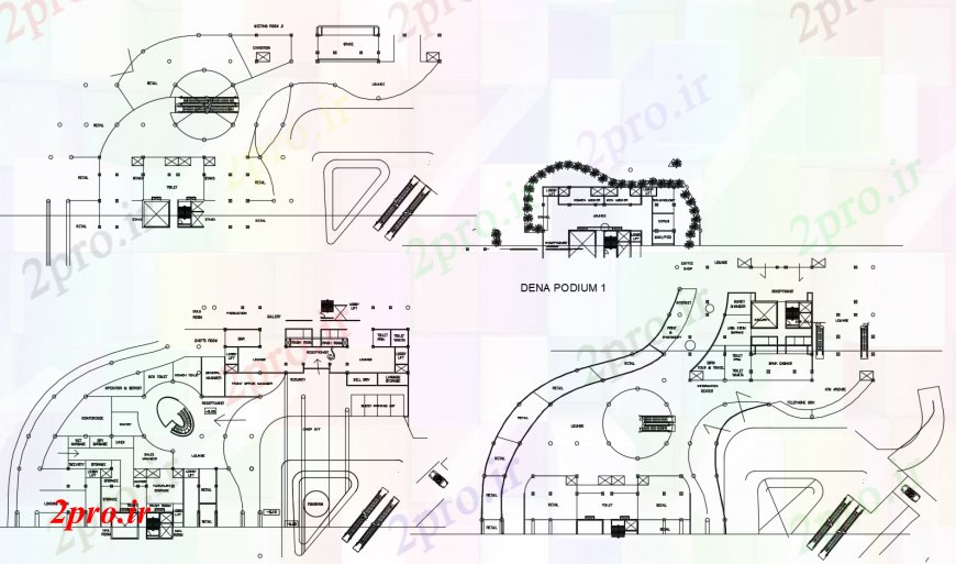 دانلود نقشه ساختمان اداری - تجاری - صنعتی جزئیات طراحی طبقه از ساختمان اداری شرکت های بزرگ برج 26 در 45 متر (کد112796)