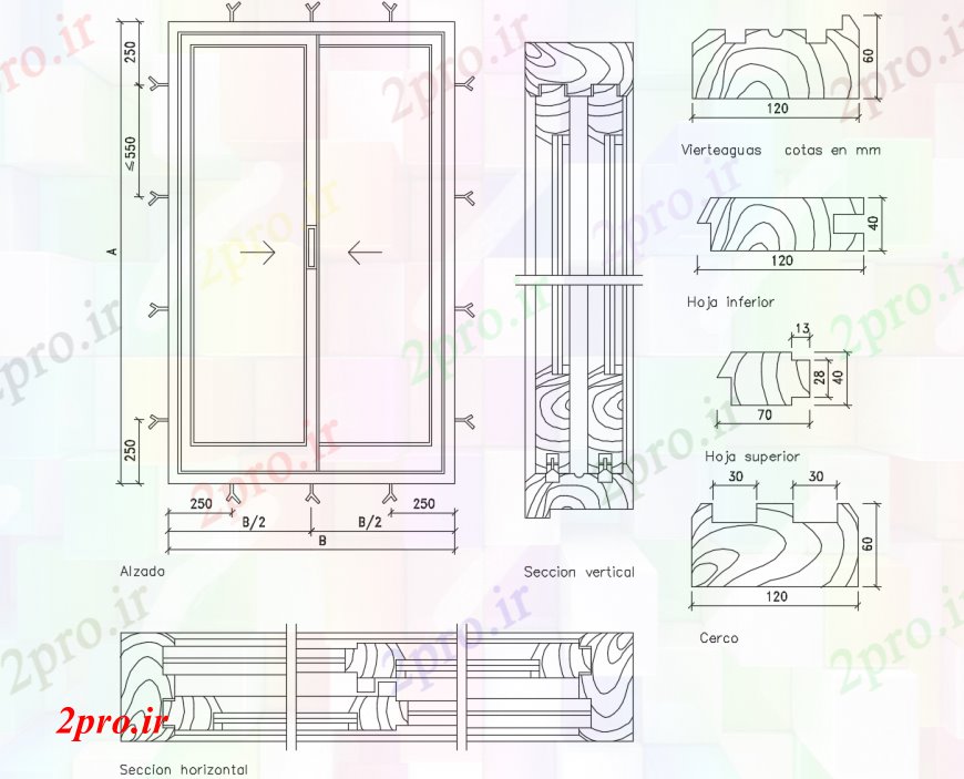 دانلود نقشه جزئیات طراحی در و پنجره  نما درب اصلی، بخش نصب و راه اندازی و طراحی جزئیات  (کد112800)