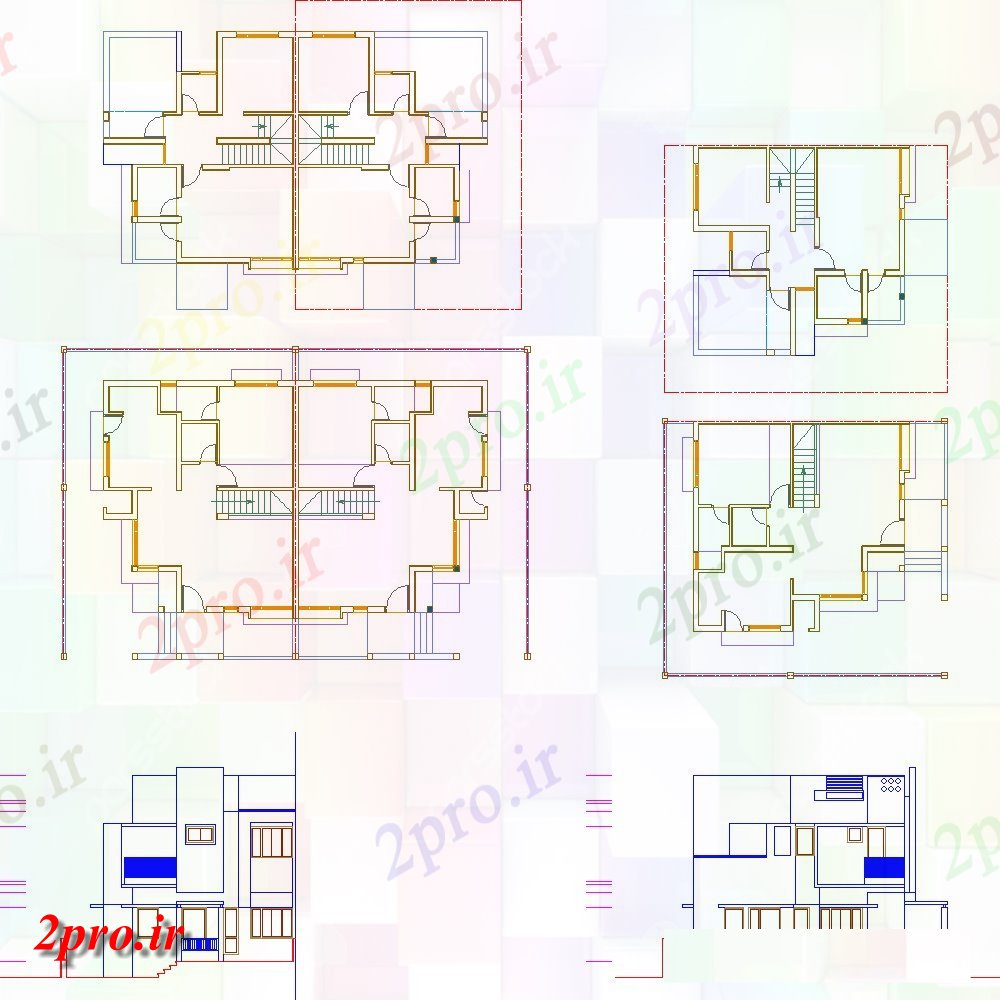 دانلود نقشه مسکونی ، ویلایی ، آپارتمان طرحی و نما با طرحی کلی خانه 9 در 16 متر (کد112801)