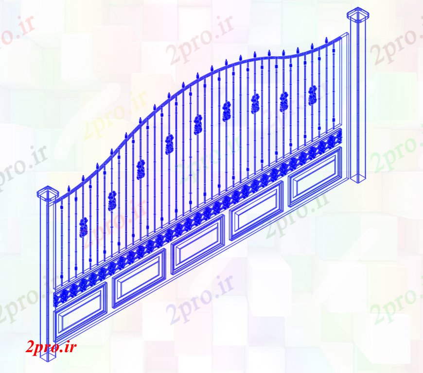 دانلود نقشه جزئیات طراحی در و پنجره  اصلی دروازه طرحی نما  (کد112808)