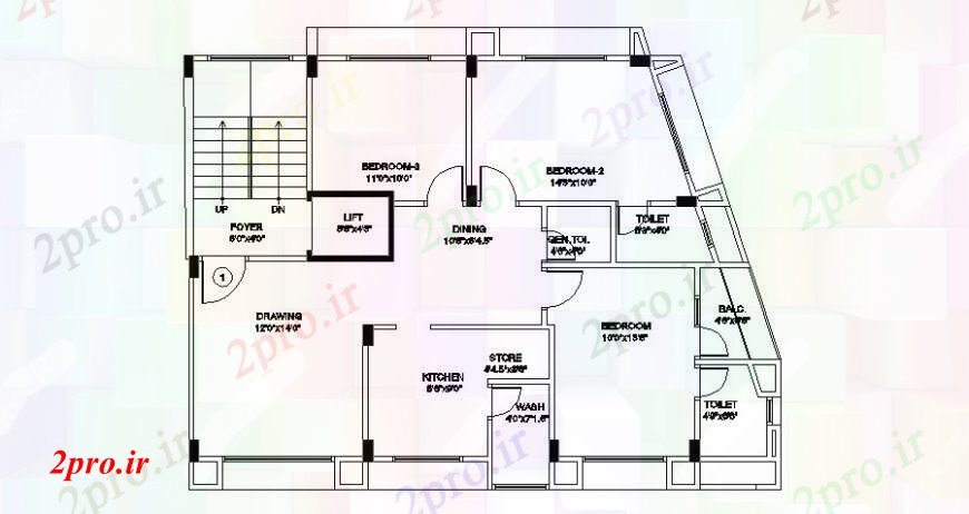 دانلود نقشه مسکونی ، ویلایی ، آپارتمان طرحی کلی خانه 9 در 12 متر (کد112832)