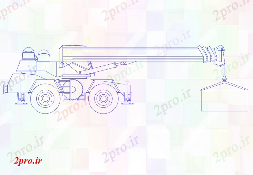 دانلود نقشه بلوک وسایل نقلیه جرثقیل خلاق سمت  نما طراحی جزئیات (کد112854)