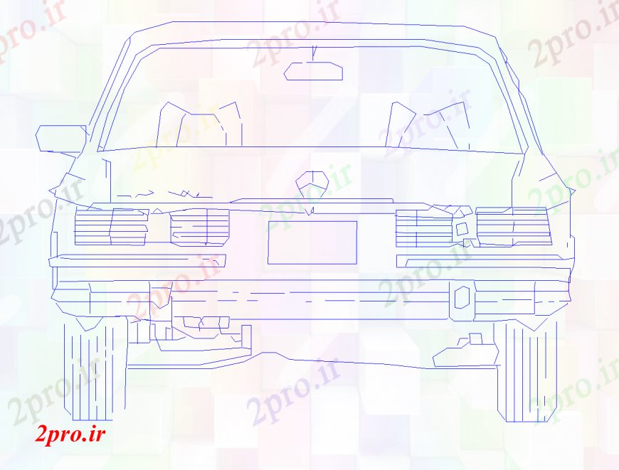 دانلود نقشه بلوک وسایل نقلیه بلوک جلو خودرو مشترکنما جزئیات (کد112875)