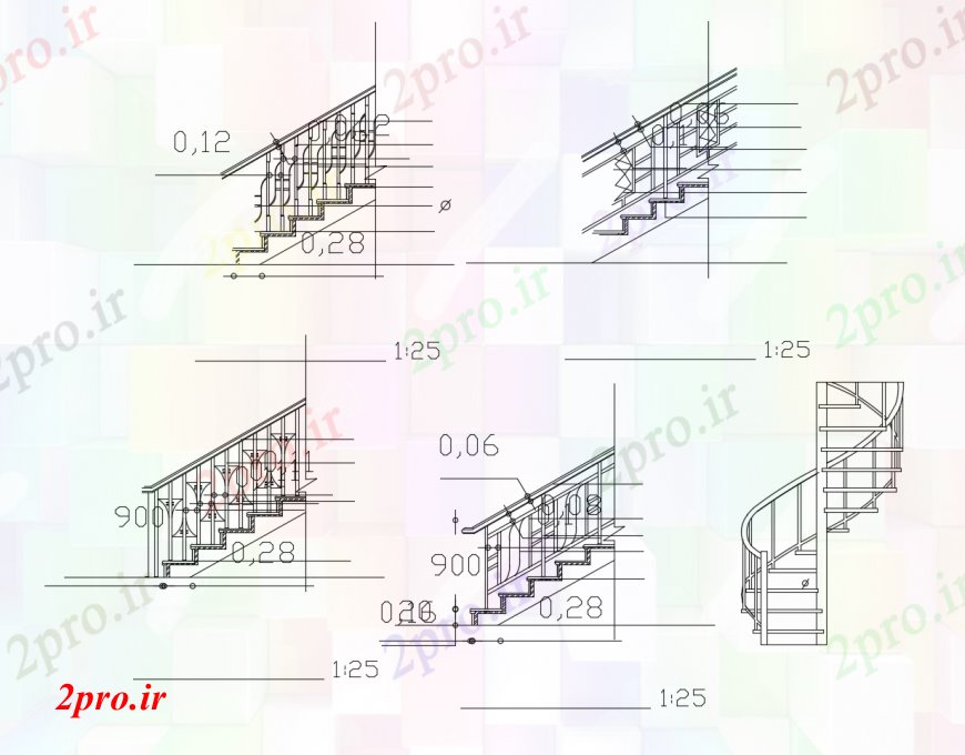 دانلود نقشه بلوک ، آرام ، نماد راه پله بلوک های بخش چند  (کد112883)