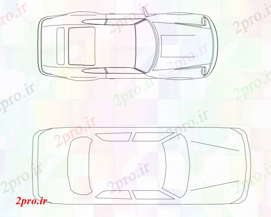 دانلود نقشه بلوک وسایل نقلیه دو خانواده بالای صفحه  ماشین نما  (کد112961)