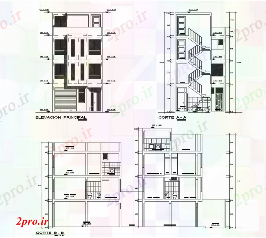 دانلود نقشه مسکونی ، ویلایی ، آپارتمان آپارتمان های مسکونی ساخت و نما اصلی و تمام بخش طرفه 6 در 20 متر (کد112970)