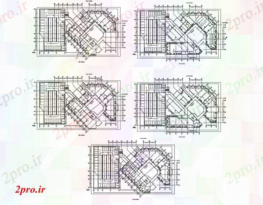 دانلود نقشه ساختمان دولتی ، سازمانی شهرداری ساختمان اداری توزیع طرحی طبقه خودکار 16 در 50 متر (کد112996)