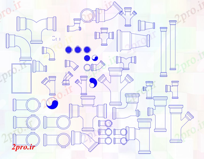 دانلود نقشه جزئیات لوله کشی لوله های مختلف خلاق و بلوک های مشترک  (کد113025)