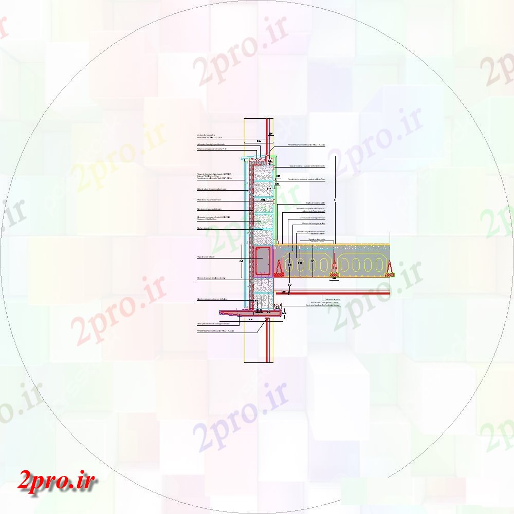 دانلود نقشه جزئیات ساخت و ساز بلوک و بتنی دیوار  ساخت و ساز (کد113029)