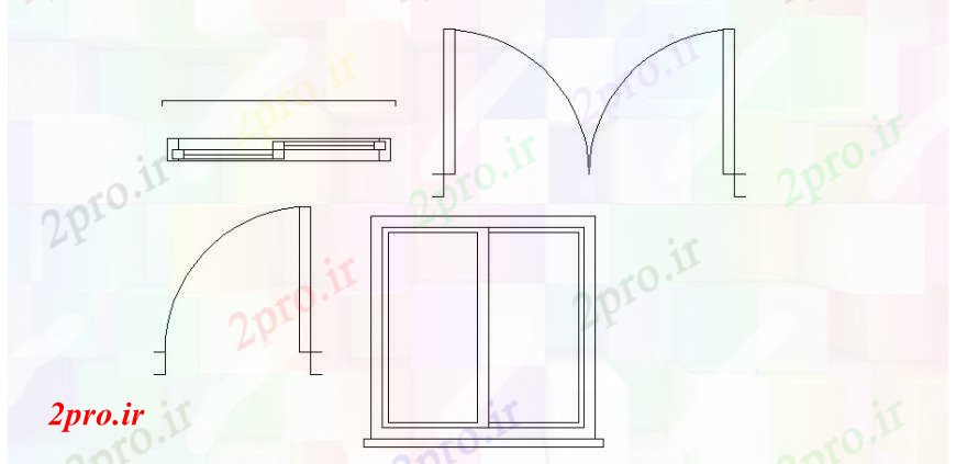 دانلود نقشه جزئیات طراحی در و پنجره  درب انواع مختلف بلوک (کد113047)