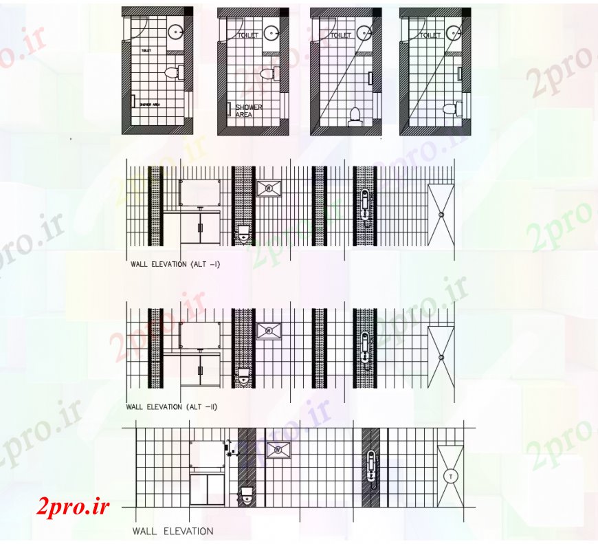 دانلود نقشه حمام مستر بخش خانه توالت کوچک و طرحی با نصب و راه اندازی لوله کشی طراحی جزئیات  (کد113107)