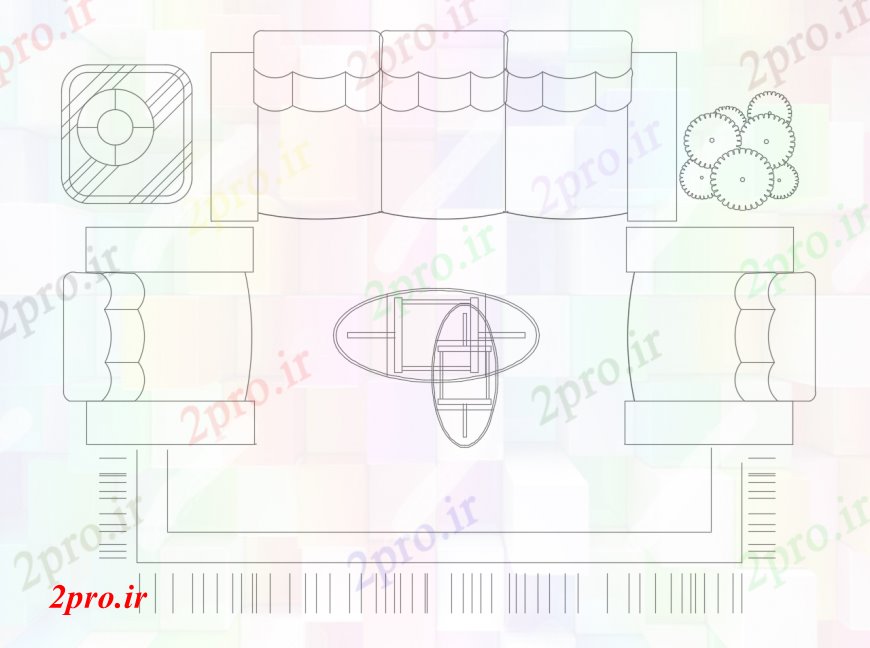 دانلود نقشه طراحی و مبلمان اتاقخلاق اتاق نشیمن مبلمان بالای صفحه  بلوک نما  (کد113124)