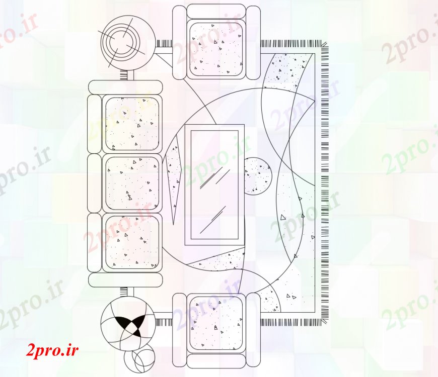 دانلود نقشه طراحی و مبلمان اتاقمجموعه مبل منحصر به فرد و مبلمان اتاق نشیمن بلوک  (کد113125)