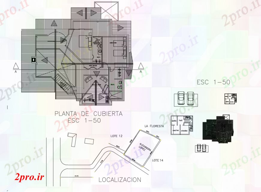 دانلود نقشه مسکونی ، ویلایی ، آپارتمان خانه طرحی سایت، نقشه محل و نقشه پوشش 14 در 16 متر (کد113126)