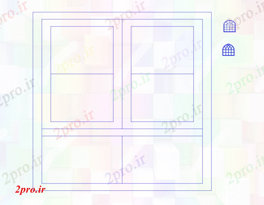 دانلود نقشه جزئیات طراحی در و پنجره  پنجره خانه مشترک بلوک نما دو بعدی   (کد113160)