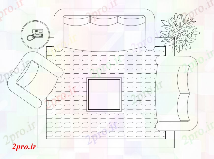 دانلود نقشه طراحی و مبلمان اتاقمجموعه مبل ساده و مبلمان اتاق نشیمن بلوک  (کد113170)