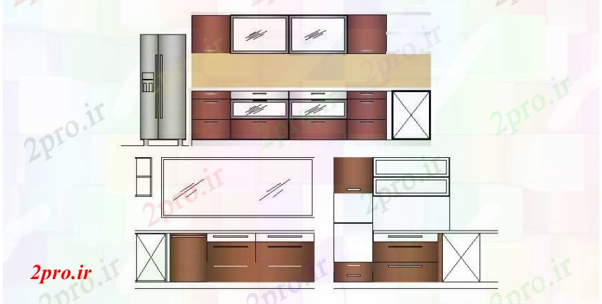 دانلود نقشه هایپر مارکت  - مرکز خرید - فروشگاه فروشگاه با نما و دید جانبی (کد113171)