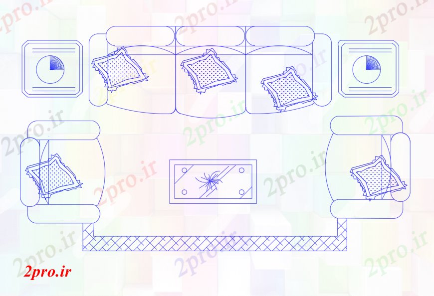 دانلود نقشه طراحی و مبلمان اتاقمبل مدرن مجموعه و مبلمان اتاق نشیمن بلوک دو بعدی   (کد113172)