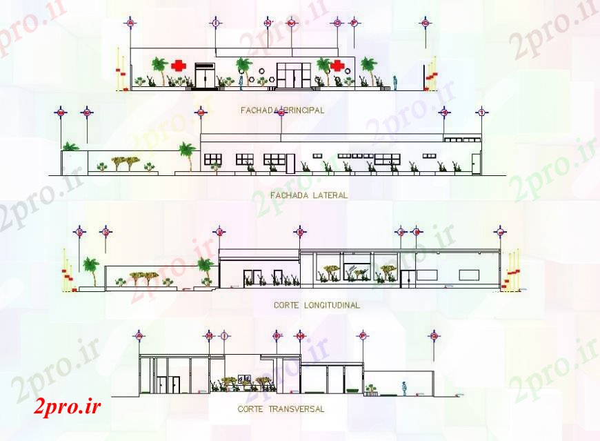 دانلود نقشه مسکونی ، ویلایی ، آپارتمان همه طرف از نما یک ساختمان 27 در 33 متر (کد113175)