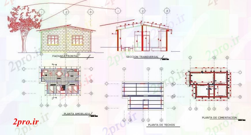 دانلود نقشه مسکونی ، ویلایی ، آپارتمان نما خانه پنت جزئیات و مقطعی و طرح 7 در 10 متر (کد113198)