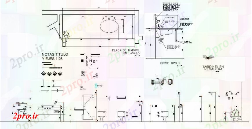 دانلود نقشه حمام مستر فوستس حمام و اتصالات جزئیات نما (کد113200)