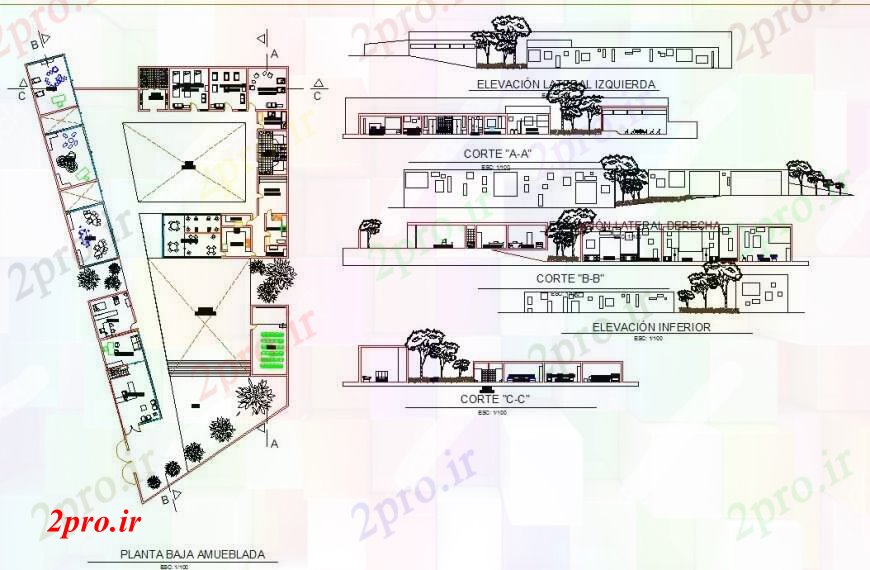دانلود نقشه ساختمان مرتفعبلند ساخت نما جزئیات و طرح 6 در 27 متر (کد113207)