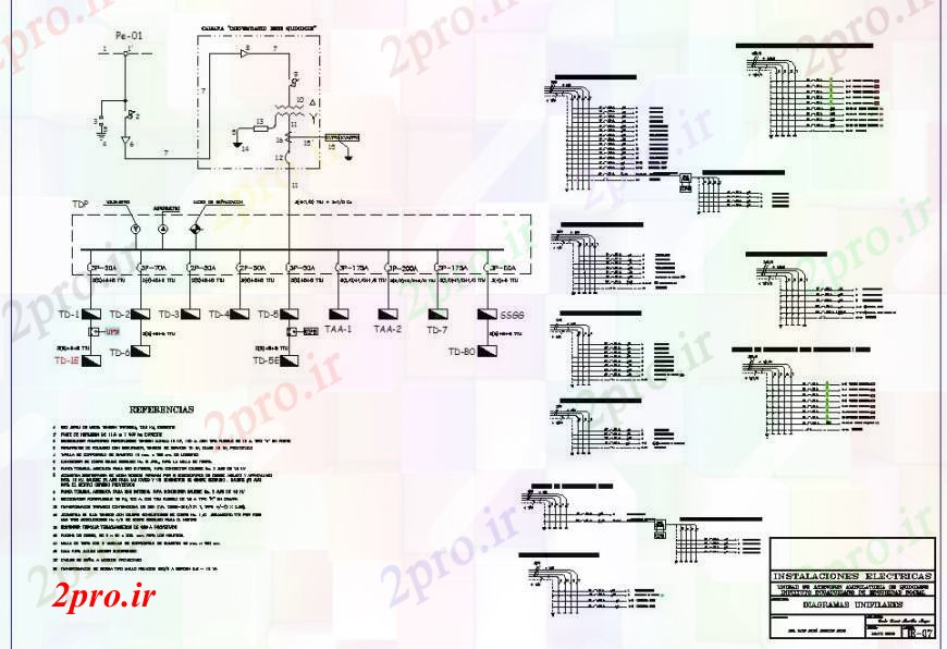 دانلود نقشه تاسیسات برق جزئیات طرحی اتصال برق 48 در 56 متر (کد113208)