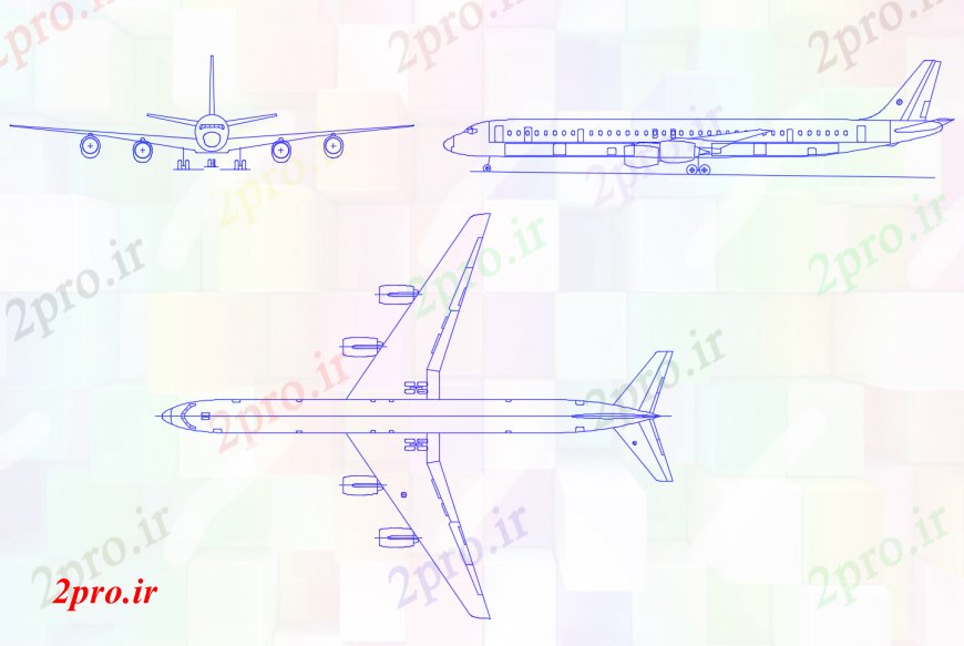 دانلود نقشه بلوک های حمل و نقل هواپیما های مسافری تمام  نما طرفه طراحی جزئیات  (کد113222)