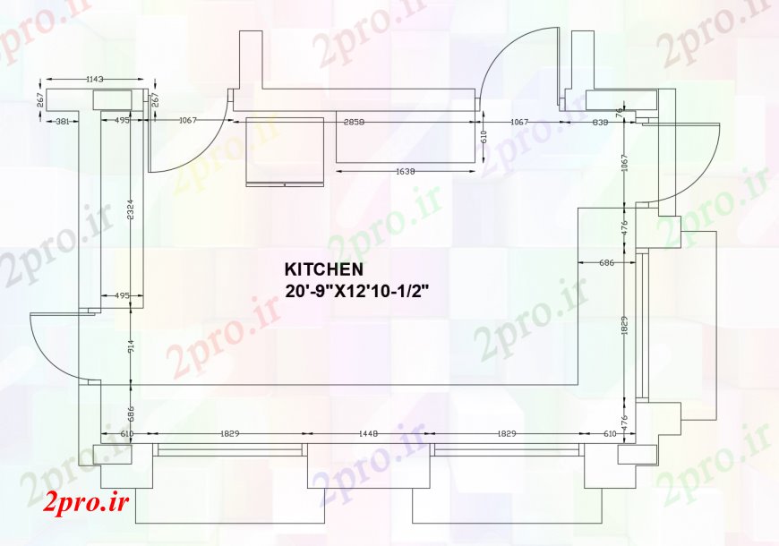 دانلود نقشه آشپزخانه آشپزخانه مشترک طرحی معماری طرح 11 در 20 متر (کد113238)