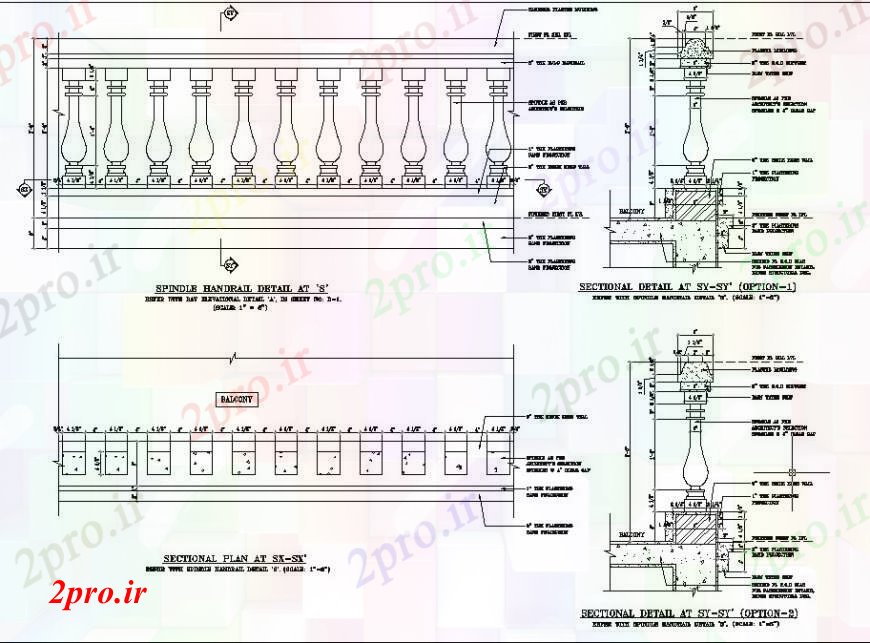 دانلود نقشه طراحی جزئیات ساختار جزئیات  طراحی نرده های بالکن (کد113250)