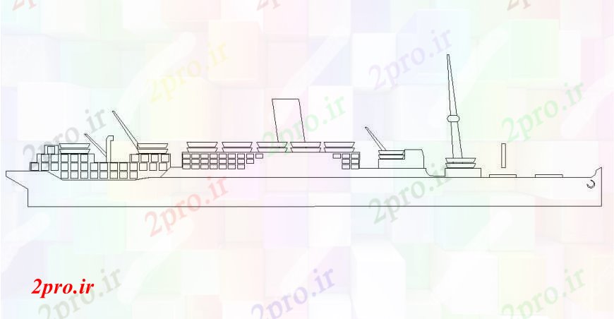 دانلود نقشه بلوک های حمل و نقل به طرف یک مدل کشتی کروز (کد113278)