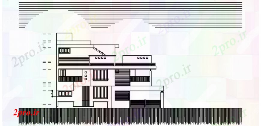 دانلود نقشه مسکونی ، ویلایی ، آپارتمان نما از خانه با نمای کف 6 در 14 متر (کد113289)