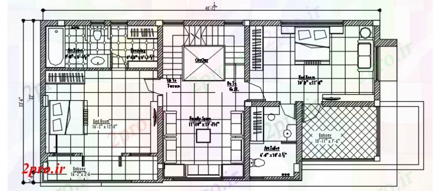 دانلود نقشه مسکونی ، ویلایی ، آپارتمان طرحی طبقه از منطقه مسکونی 6 در 14 متر (کد113293)