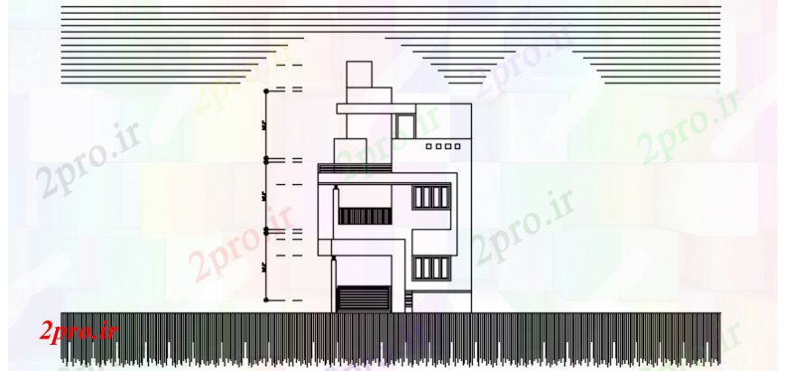 دانلود نقشه مسکونی ، ویلایی ، آپارتمان با دید جانبی از منطقه مسکونی 6 در 14 متر (کد113296)